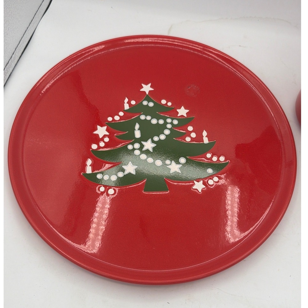 Vintage Waechtersbach Red Christmas Tree Pitcher & Plate Set Germany - Picture 2 of 4